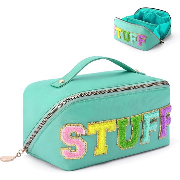 Women Stoney Clover Preppy Makeup Bag, Large Capacity Travel Cosmetic Bag - Picture 1 of 9